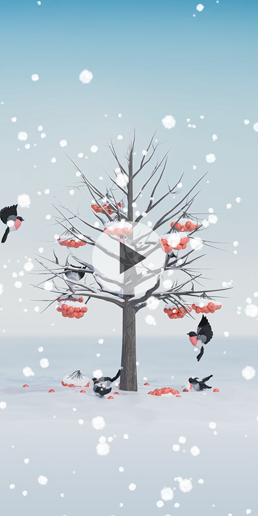 Bullfinches and rowan. Live wallpaper for Android