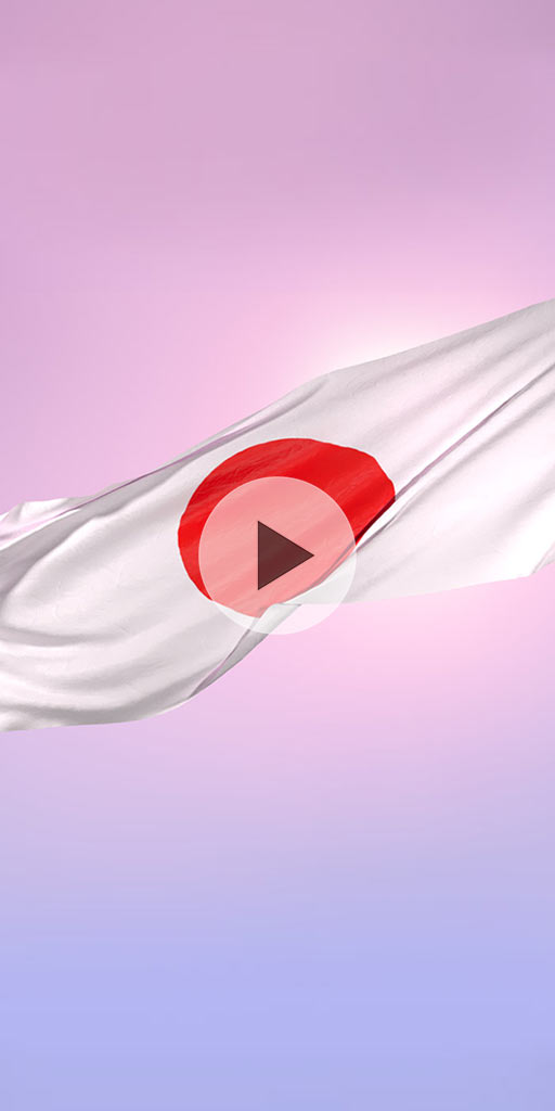 Japan flag. Live wallpaper with architectural objects