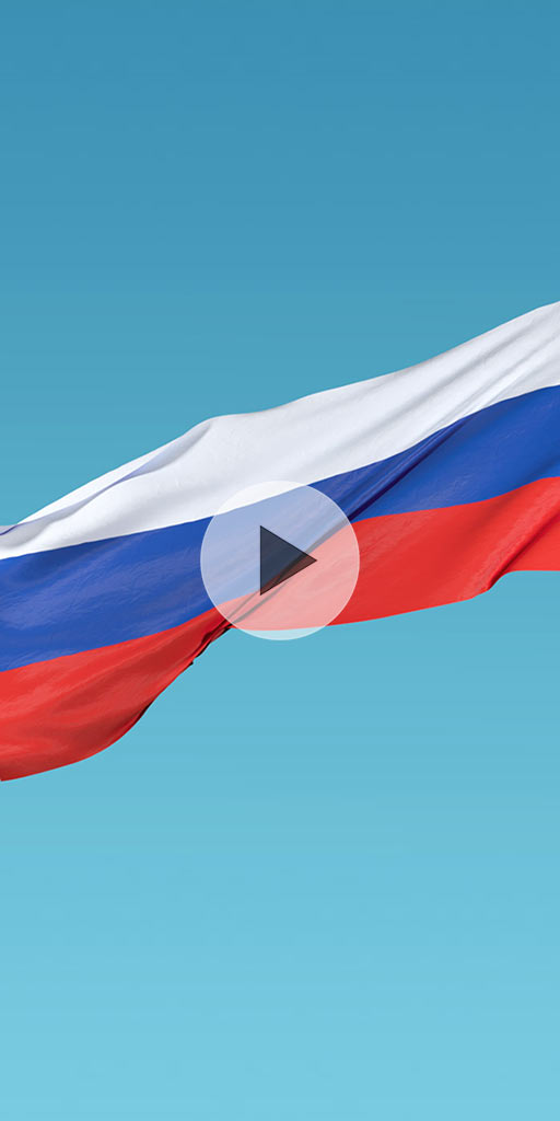 Flag of Russia. Live wallpaper with architectural objects