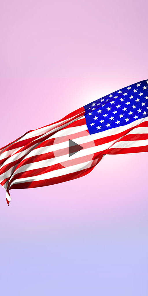 USA flag on pink sky. Live wallpaper for Lenovo phones