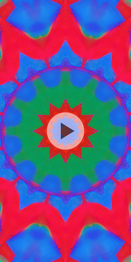 Kaleidoscope in red, blue, green colors. Abstract live wallpaper for Android phones