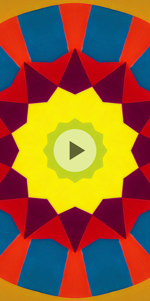 Kaleidoscope in red, blue and yellow colors. Live wallpaper for Samsung phones