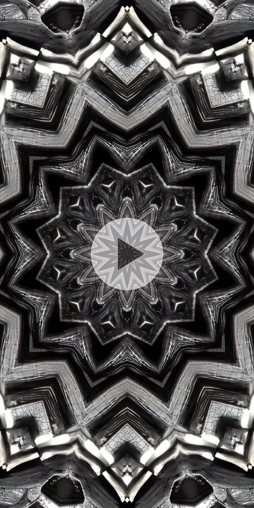 Kaleidoscope in black, gray and white colors. Live wallpaper for Xaomi phones