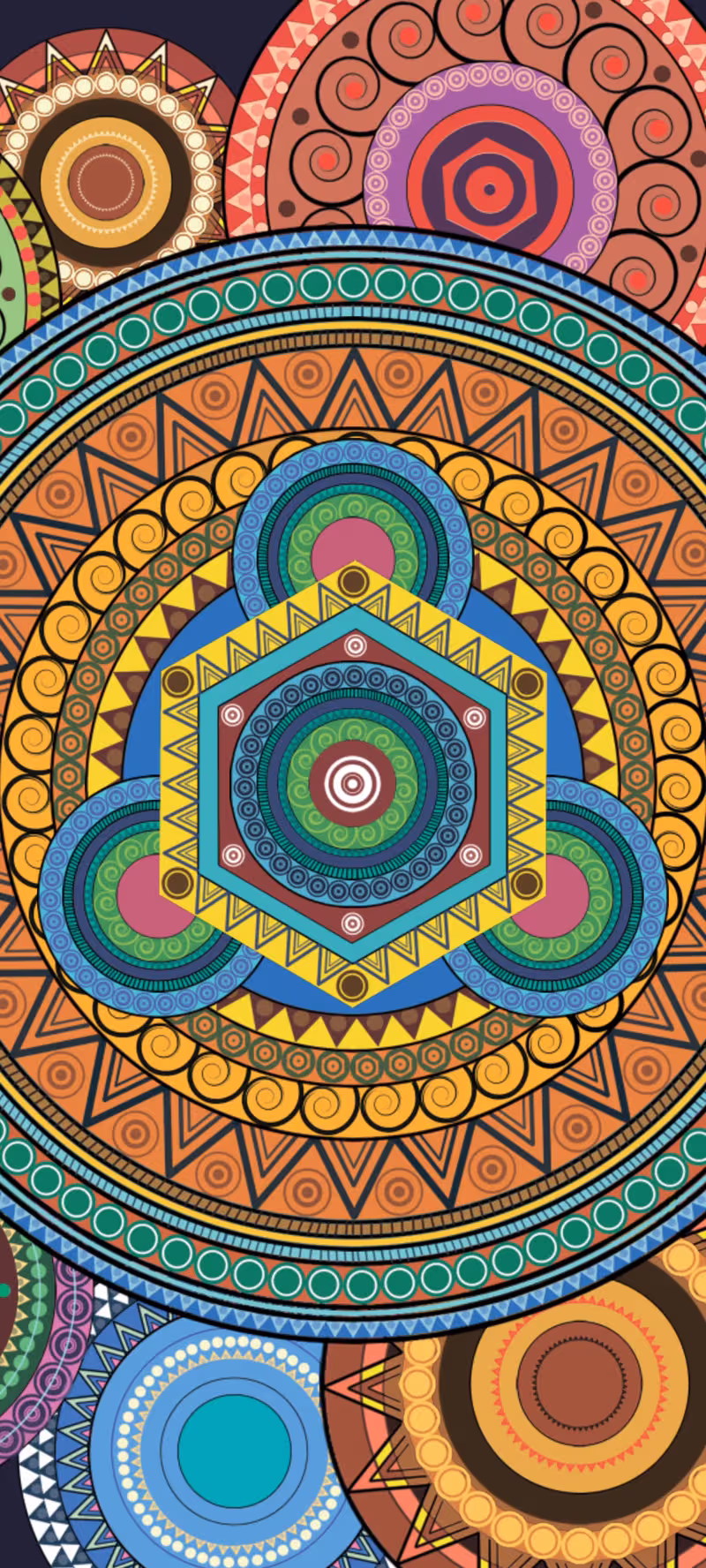 Geometric abstraction from many circles.