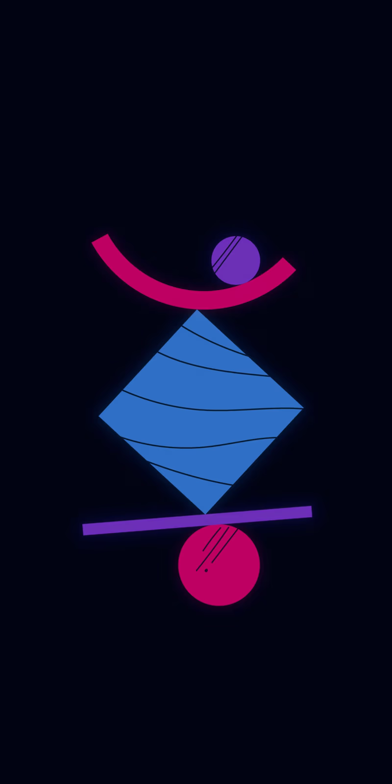 Geometric shapes balance and change shape.