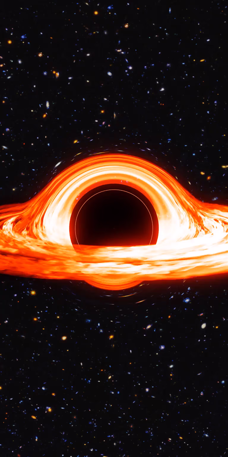 A black hole rotates in deep space.