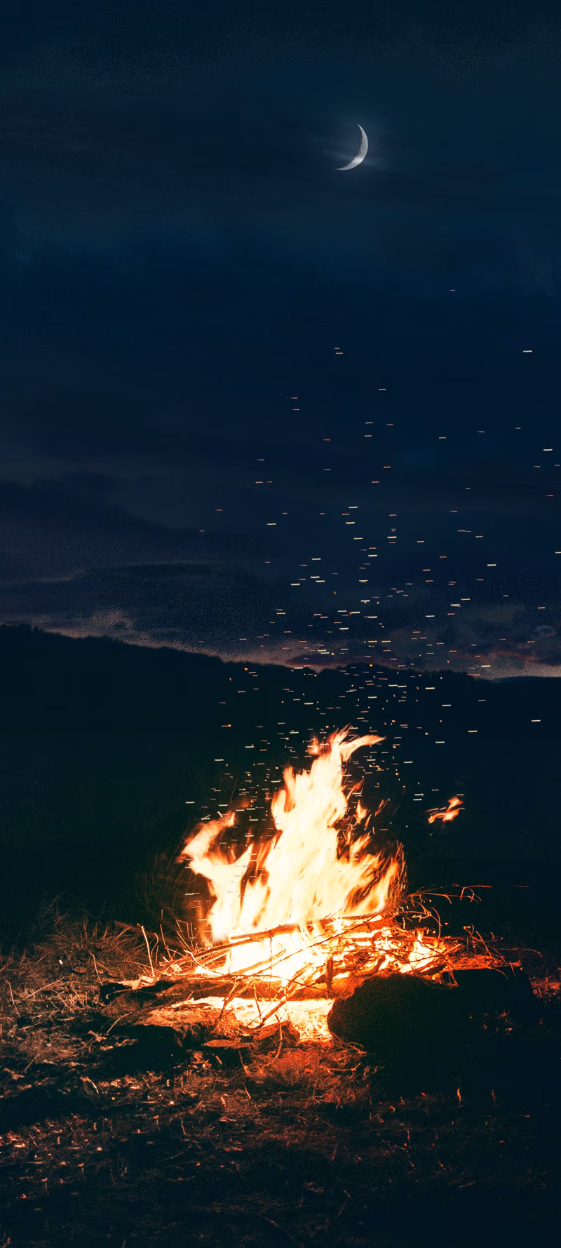 Bonfire emitting sparks.
