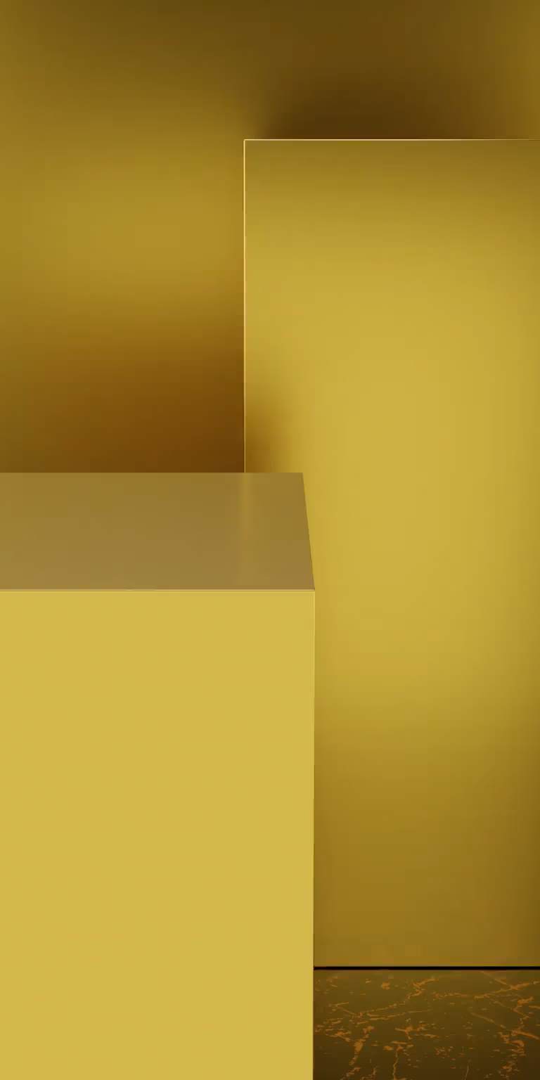 Gold cubes transform into different shapes.
