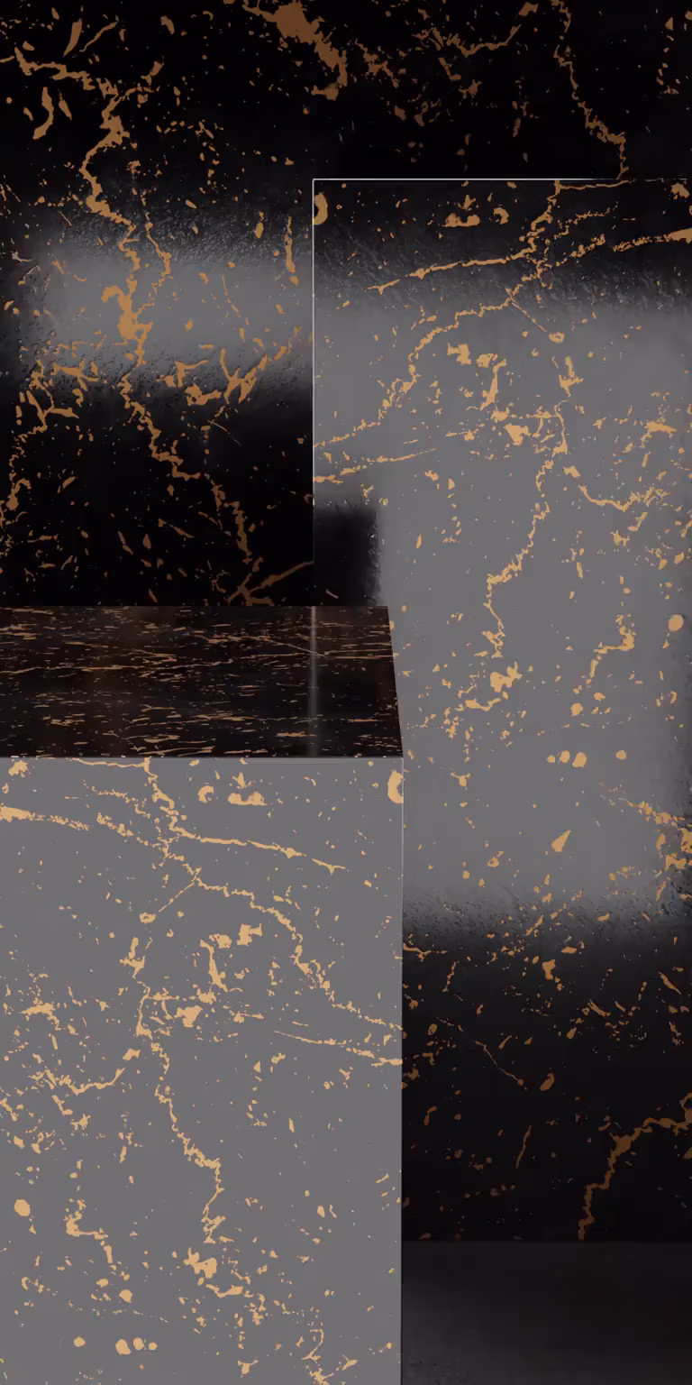 Gold marble cubes transform into different shapes.