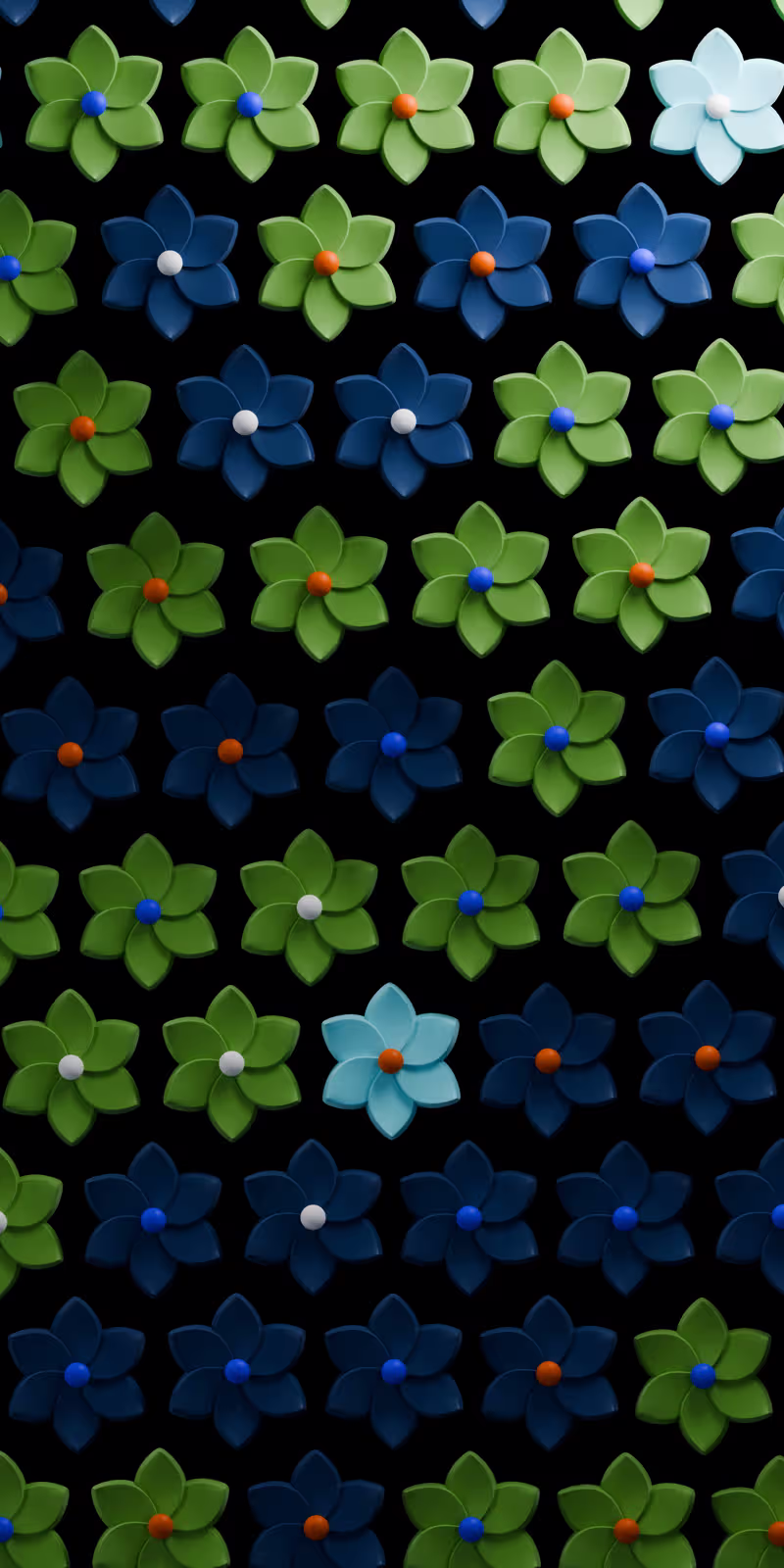 A floral pattern continuously transforms into new shapes.