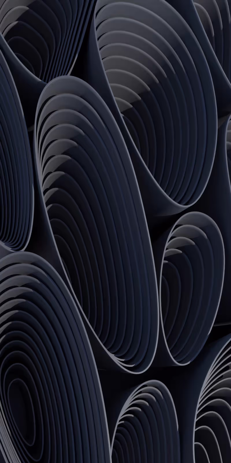 Abstract black shapes flow and transform.