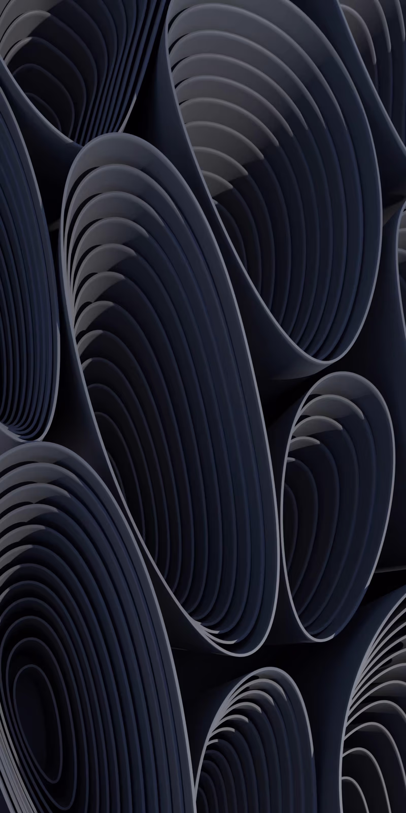 Abstract black shapes flow and transform.