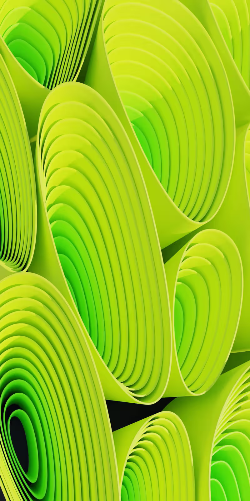 Abstract green shapes flow and transform.
