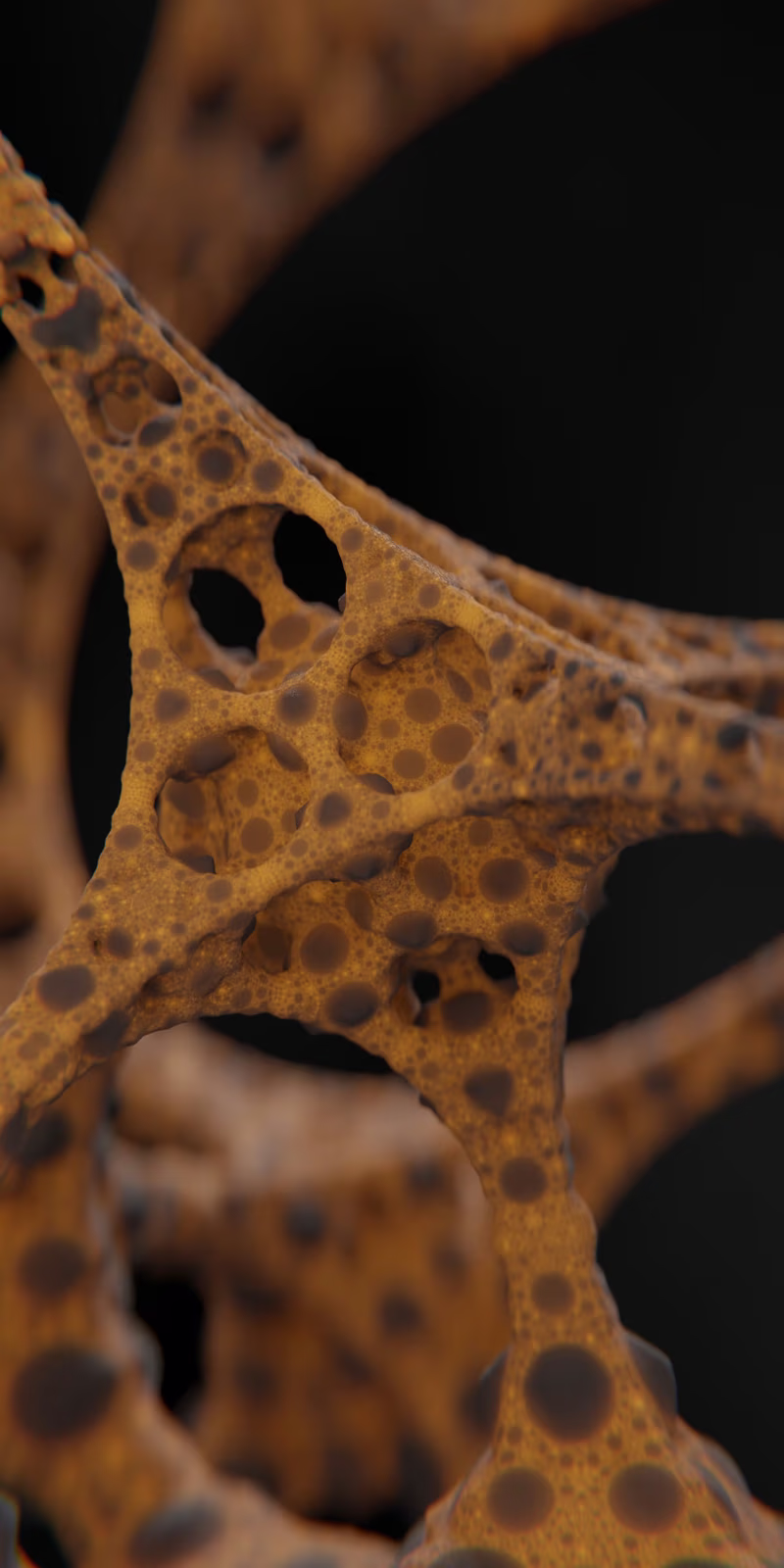 A golden 3D fractal unfolds in a seamless loop.