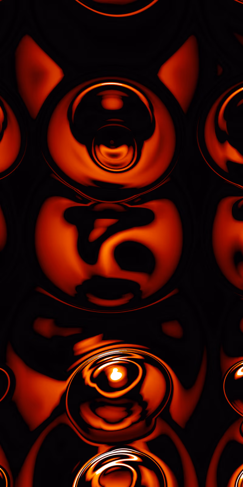 Large red-and-black circles pulse in a seamless liquid loop.