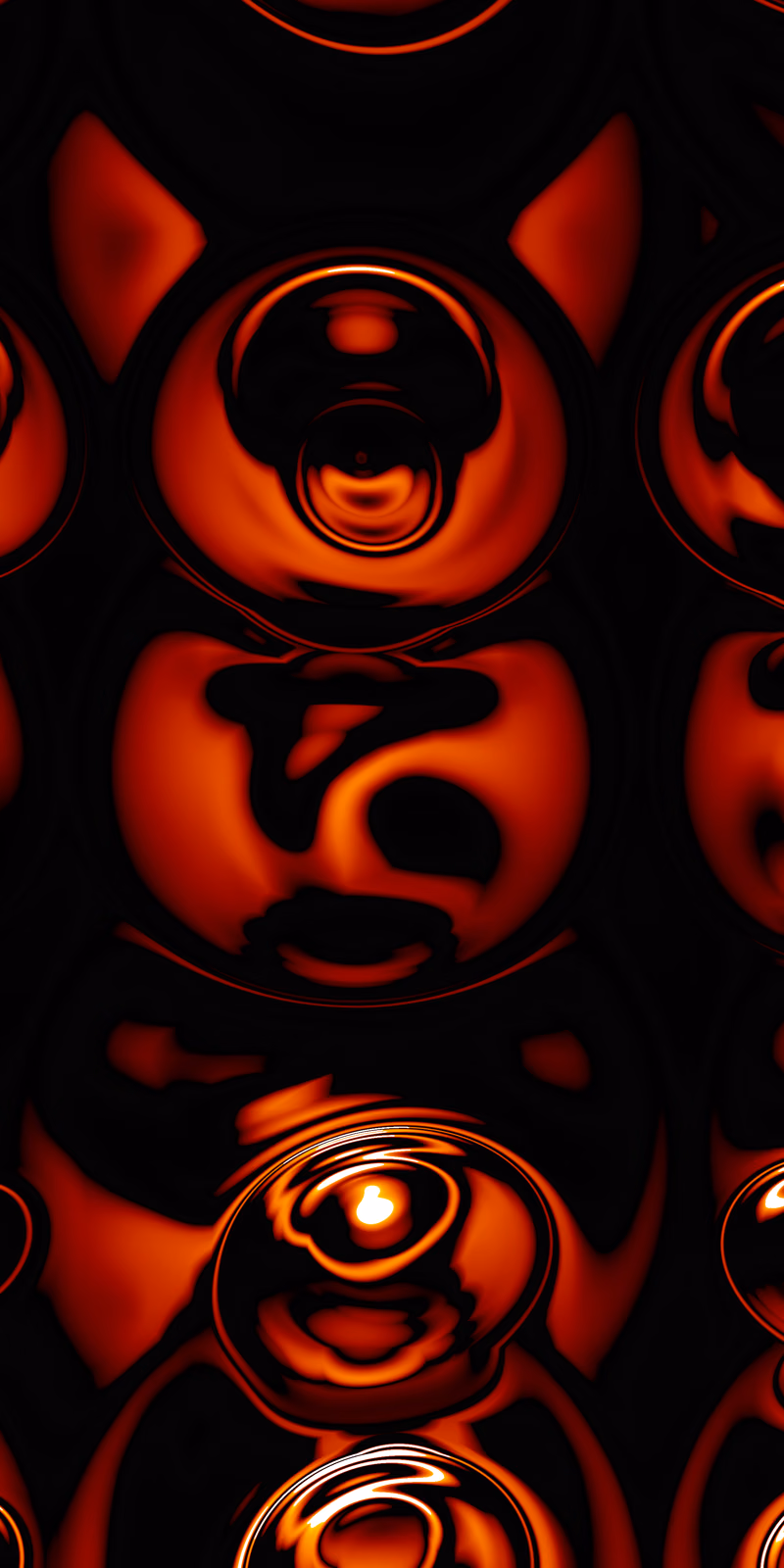 Large red-and-black circles pulse in a seamless liquid loop.