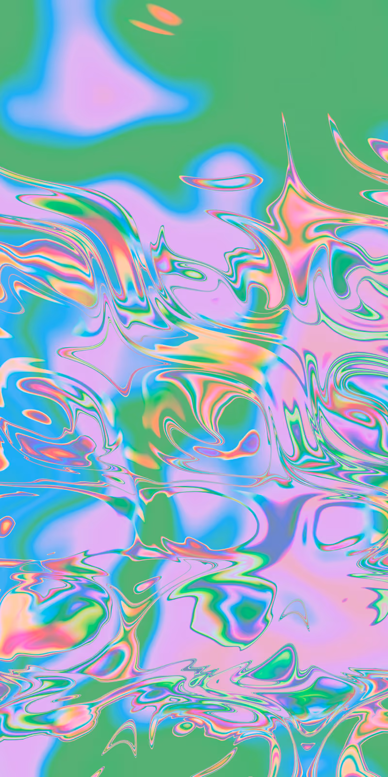 Medium-sized green-and-pink circles melt into one another.