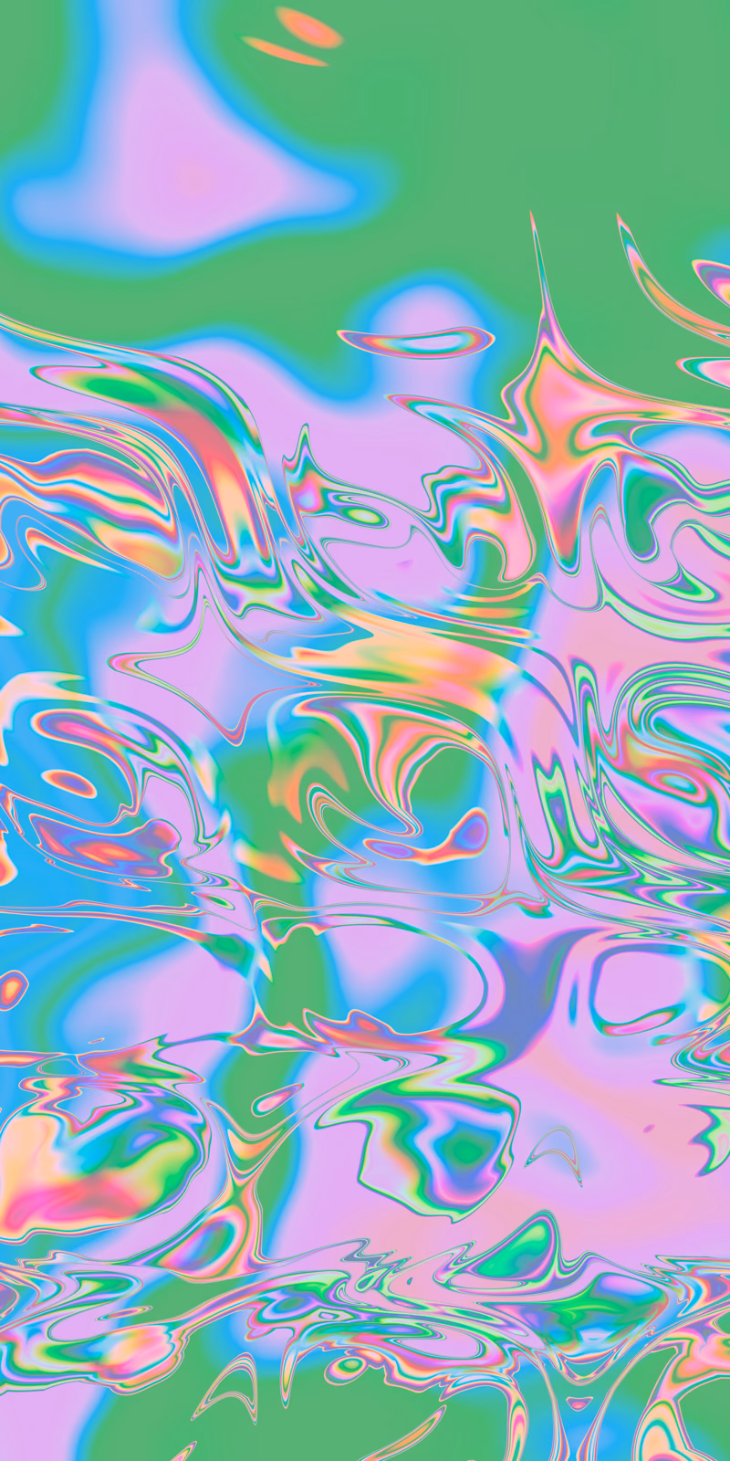 Medium-sized green-and-pink circles melt into one another.