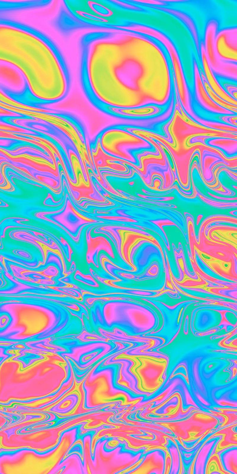 Medium-sized neon circles flow through a rainbow of colors.
