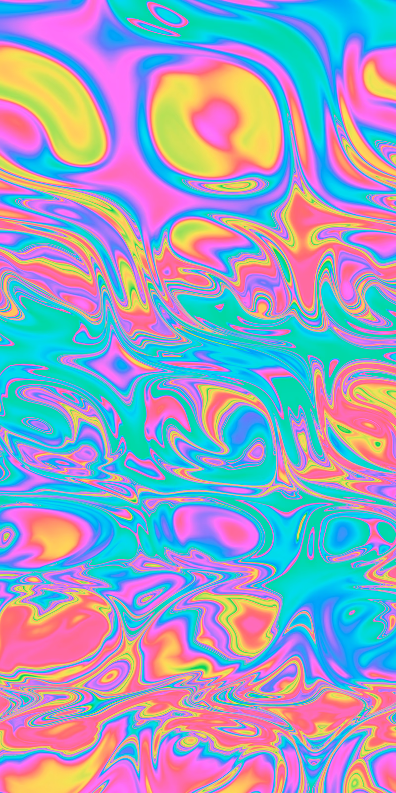 Medium-sized neon circles flow through a rainbow of colors.