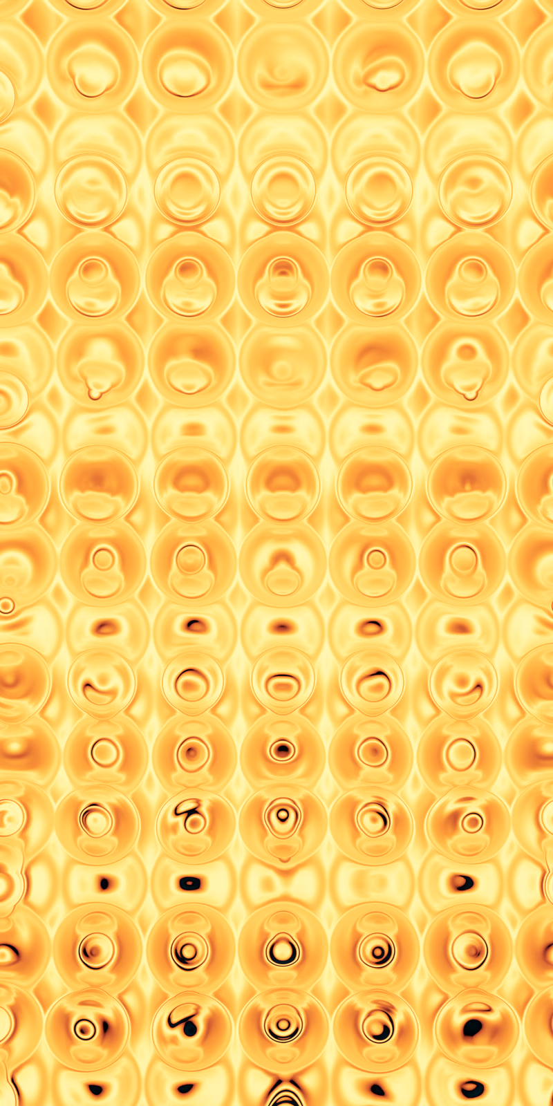 Tiny golden circles shimmer like molten metal.