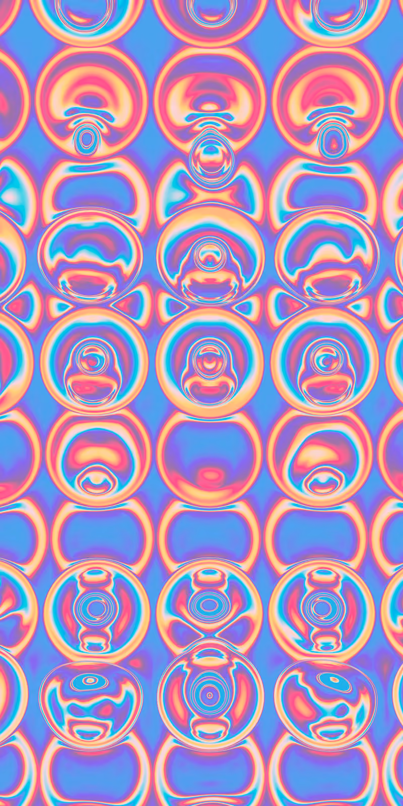 Small blue-and-red circles pulse in a seamless pattern.