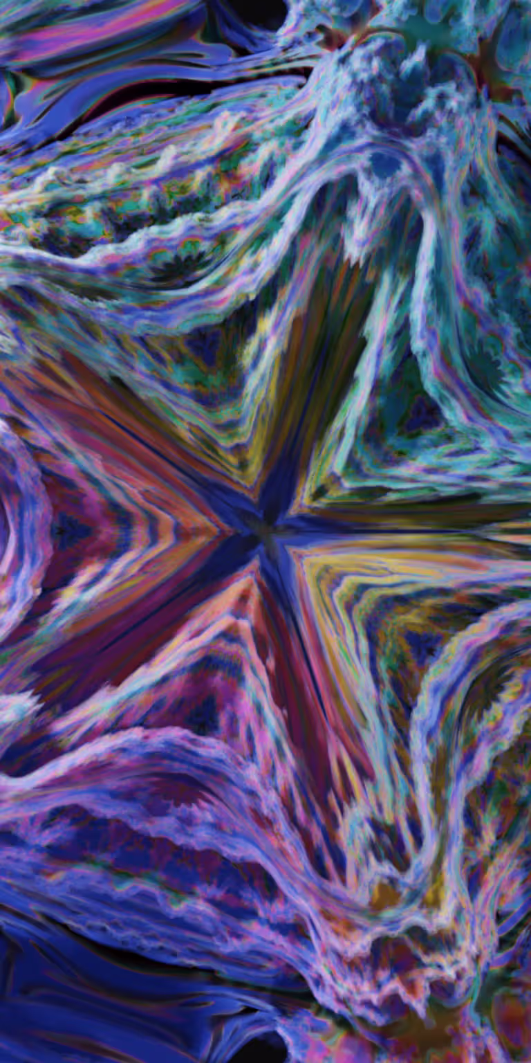 A rainbow-colored fractal unfolds in a seamless loop.