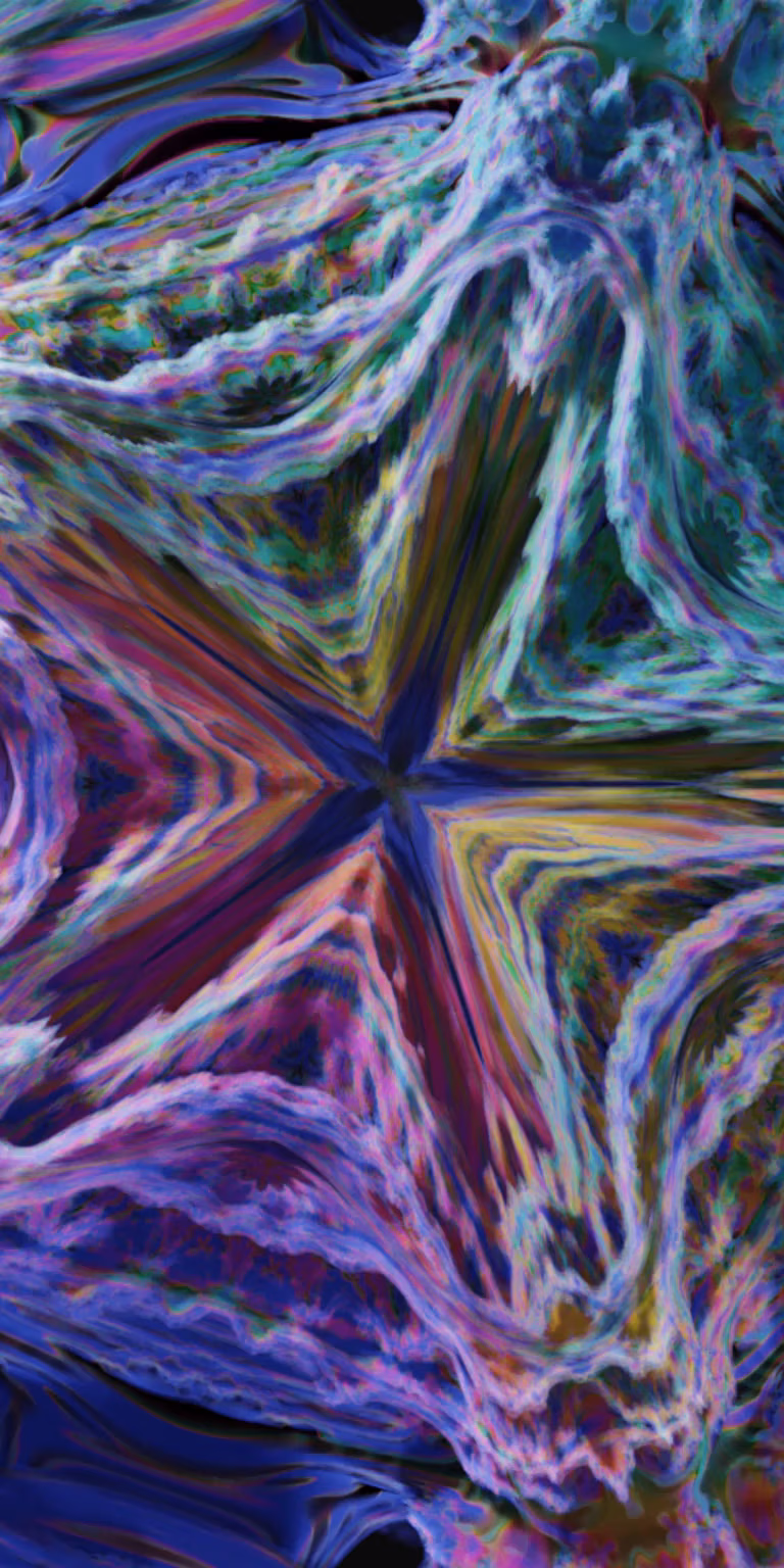 A rainbow-colored fractal unfolds in a seamless loop.