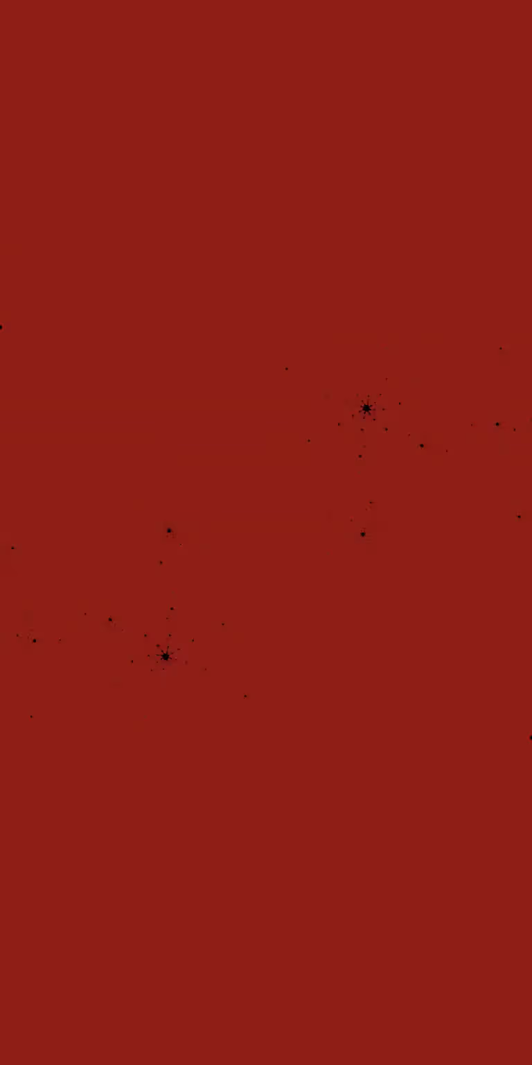 A black-and-red Mandelbrot fractal unfolds in a seamless loop.