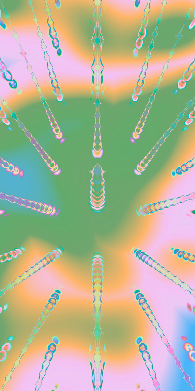 Green fractal rays expand from a luminous center.