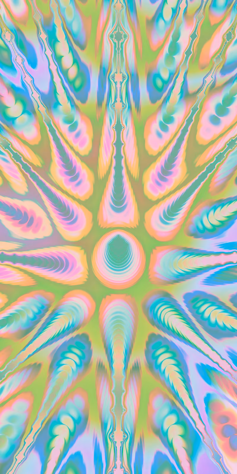 Pastel fractal peaks bloom into a symmetrical star.