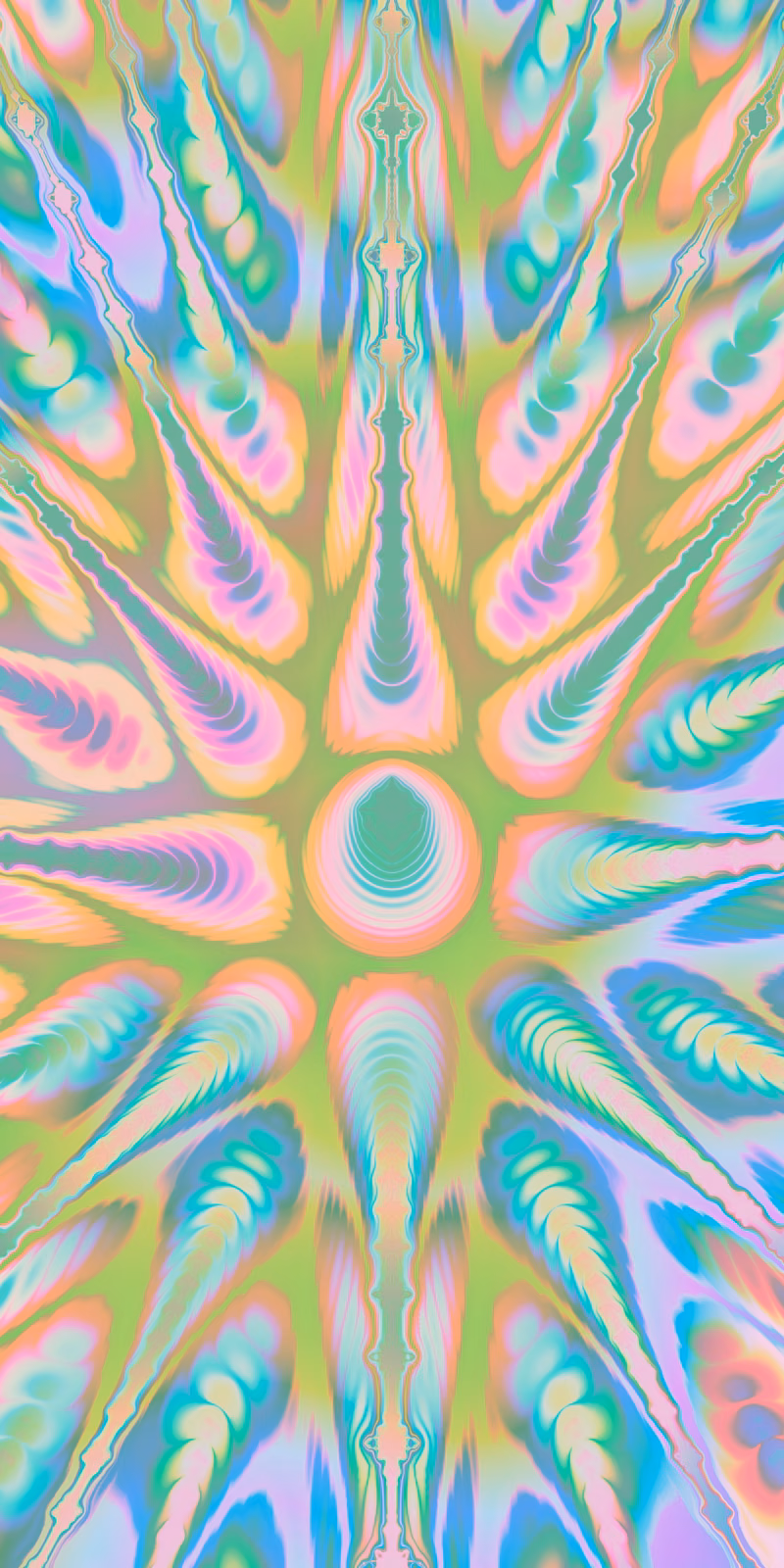 Pastel fractal peaks bloom into a symmetrical star.