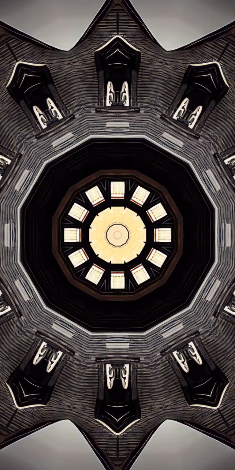 Black, gray and white colors glitter in the kaleidoscope.