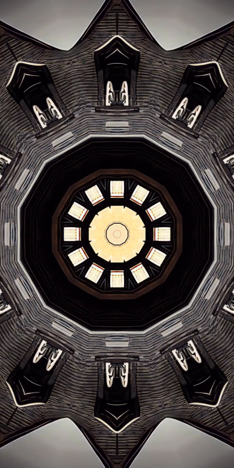 Black, gray and white colors glitter in the kaleidoscope.
