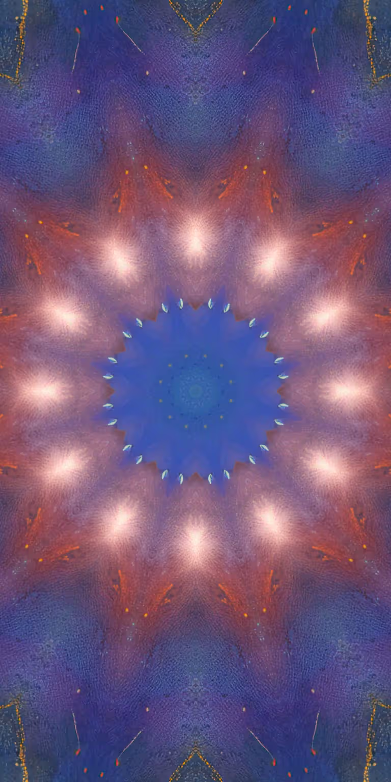 Colors glitter in the kaleidoscope.