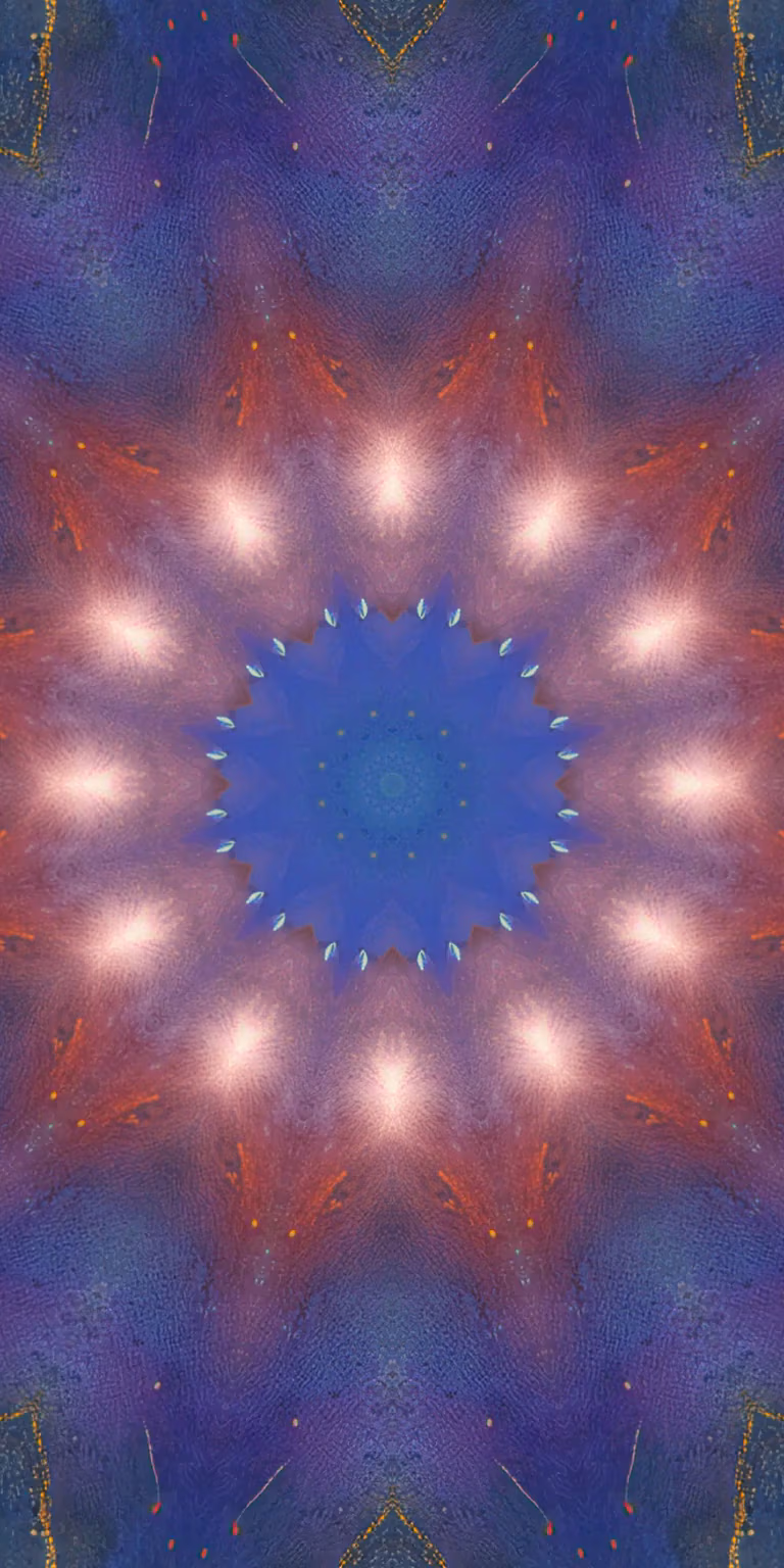 Colors glitter in the kaleidoscope.