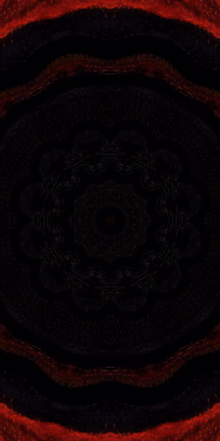 Red and black colors glitter in the kaleidoscope.