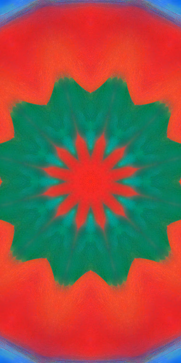 Red, green and blue colors glitter in the kaleidoscope.