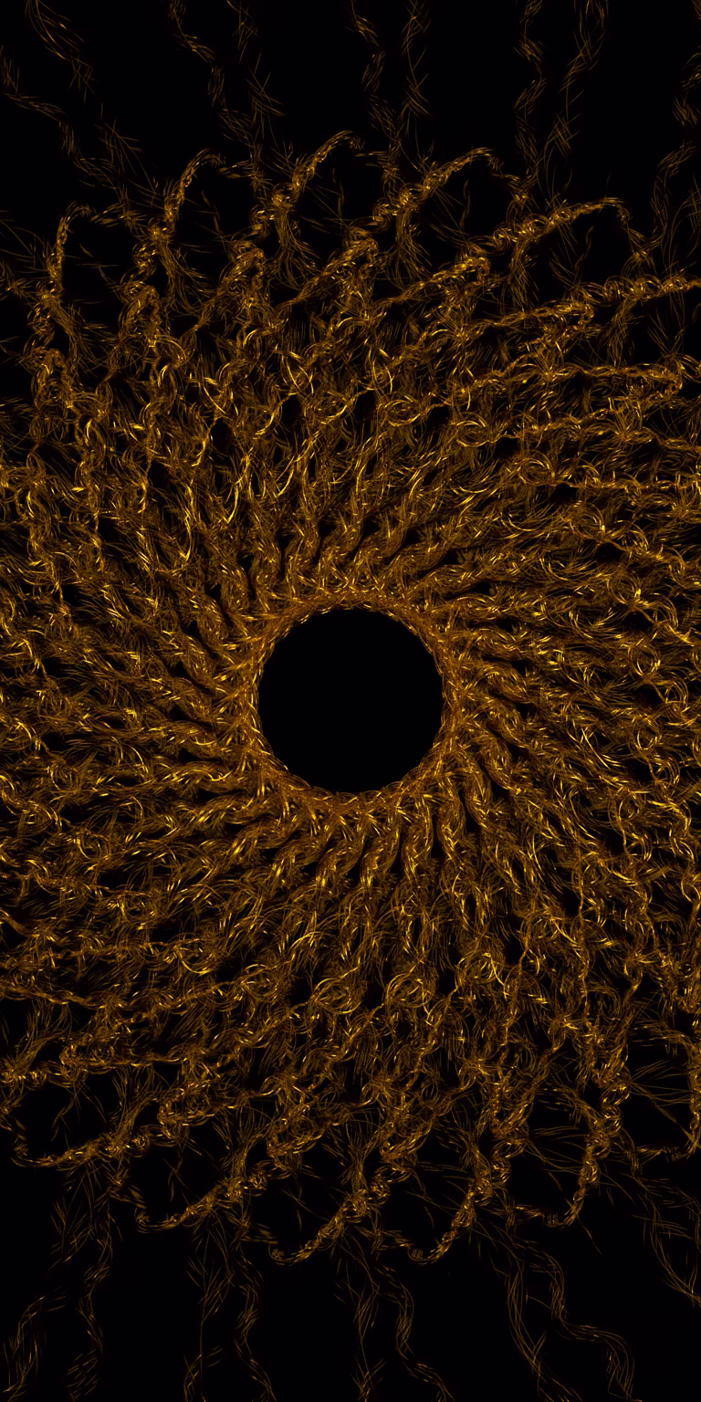 Mesmerizing transformations of a gold lace pattern.