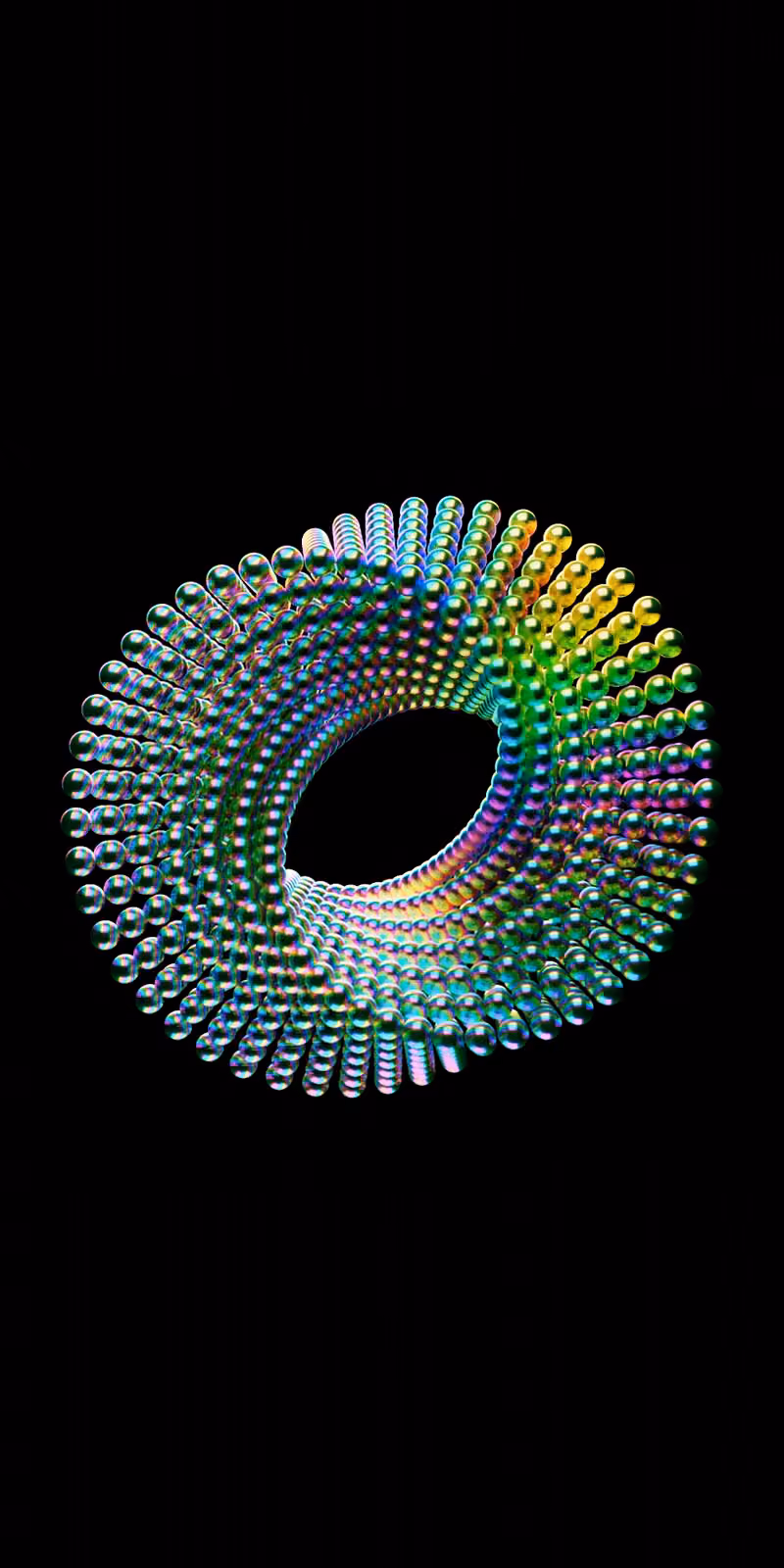 Colorful balls form a flowing 3D Möbius strip.