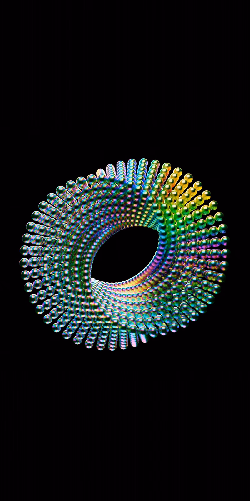 Colorful balls form a flowing 3D Möbius strip.
