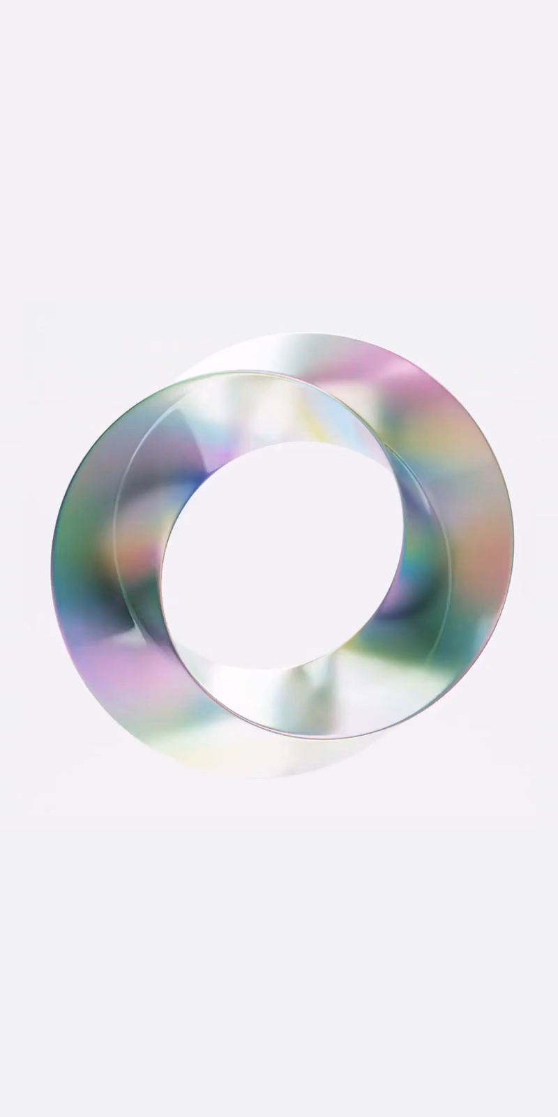 A glossy 3D Möbius strip glows as it flows in a seamless loop.