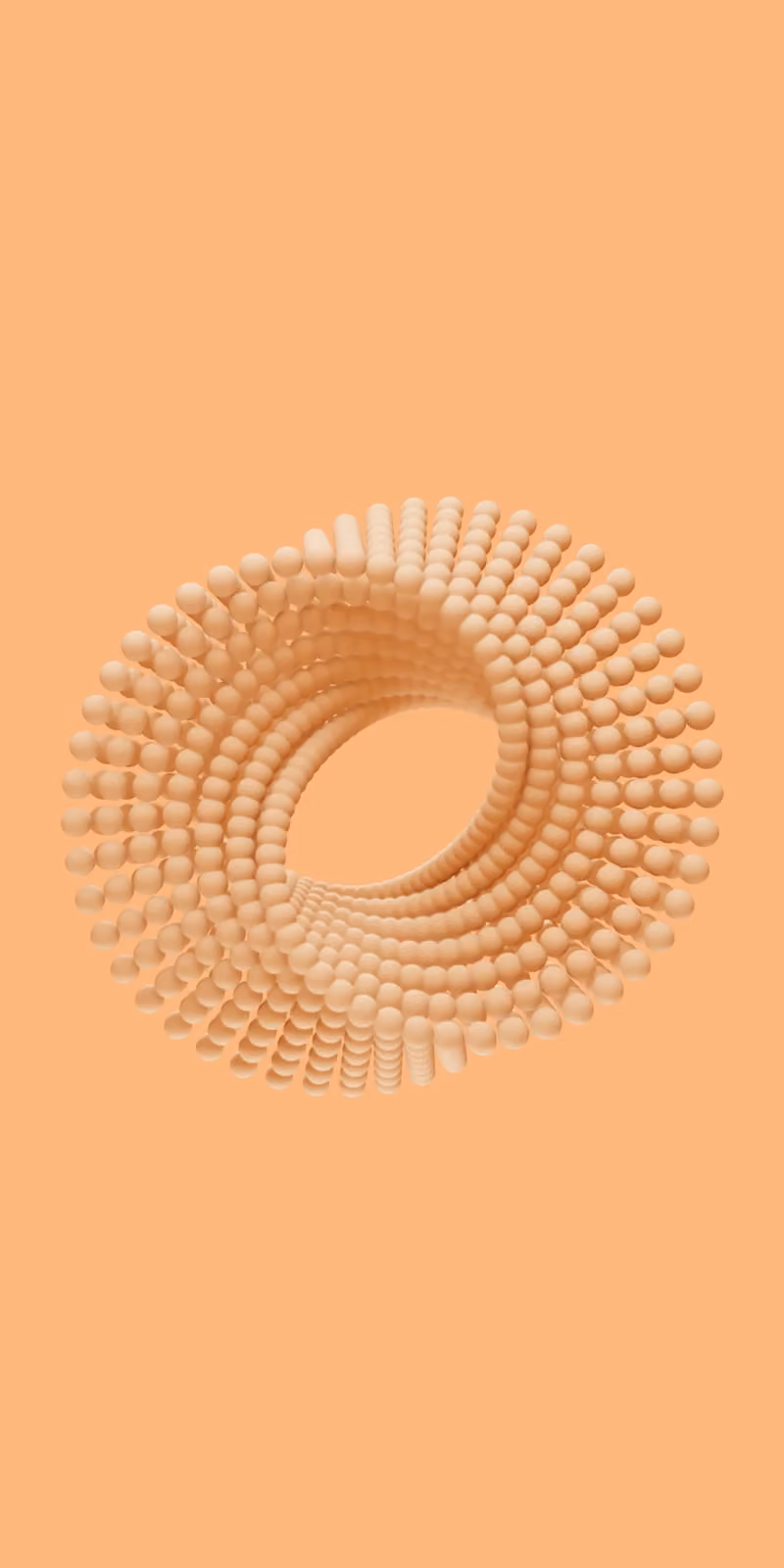 Peach-colored balls form a flowing 3D Möbius strip.