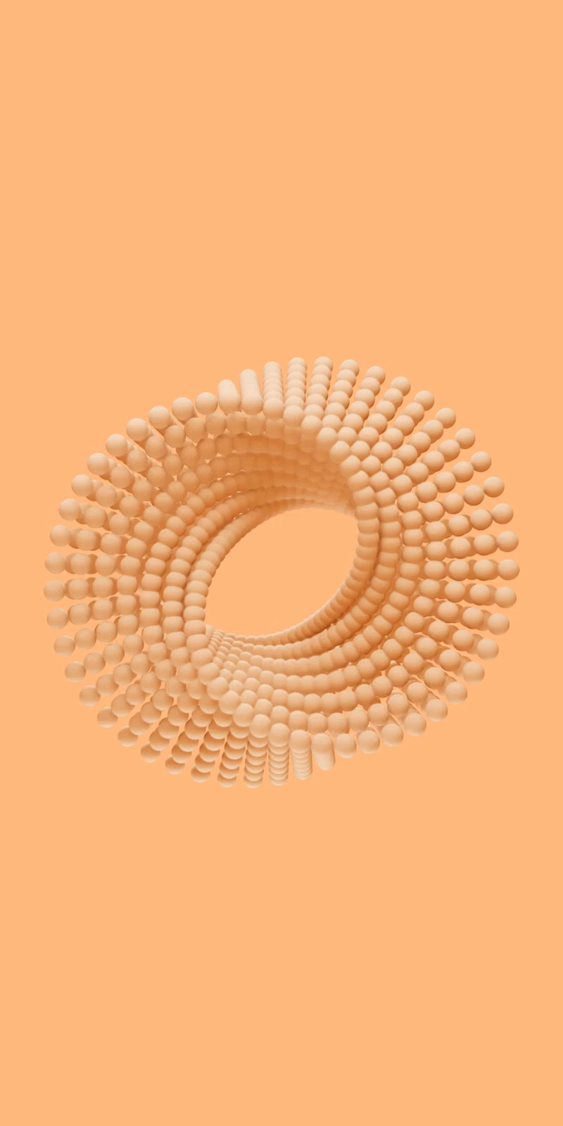 Peach-colored balls form a flowing 3D Möbius strip.