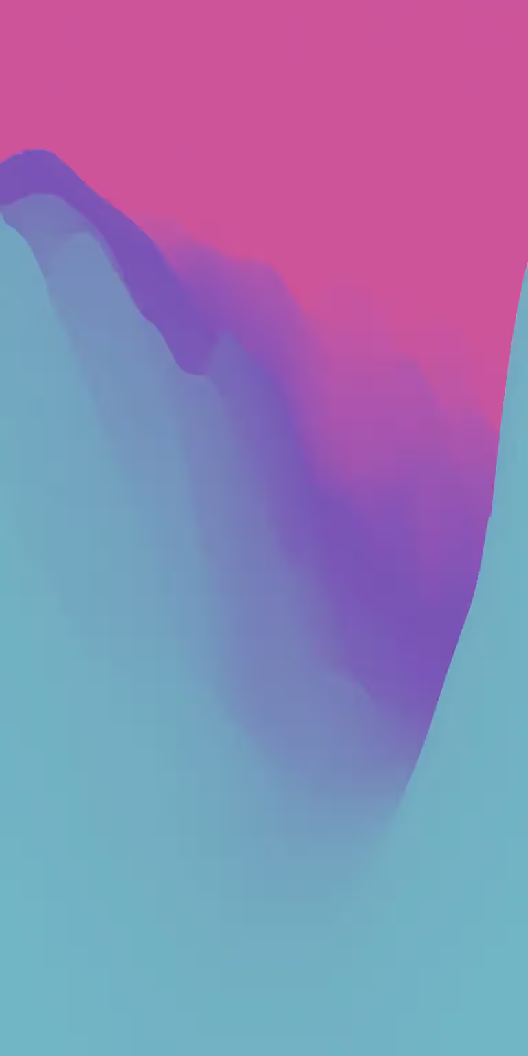 A flight through a canyon of abstract mountains.