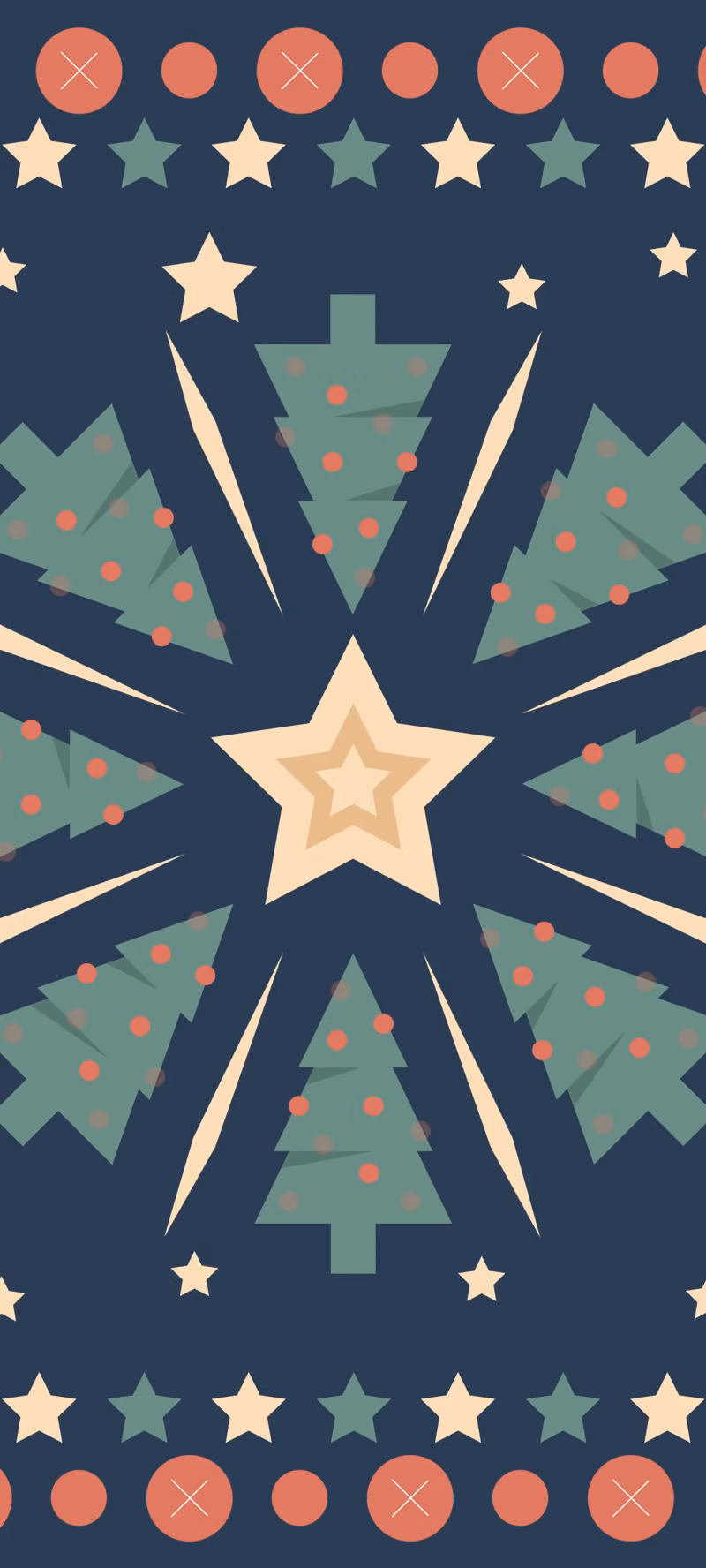 A festive pattern of stylized Christmas trees.