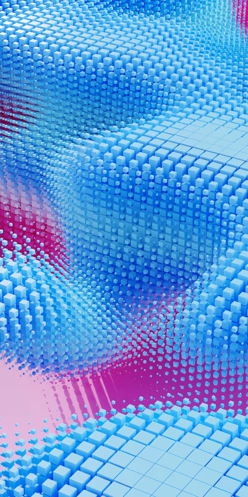 A blue 3D noise field shifts and flows.