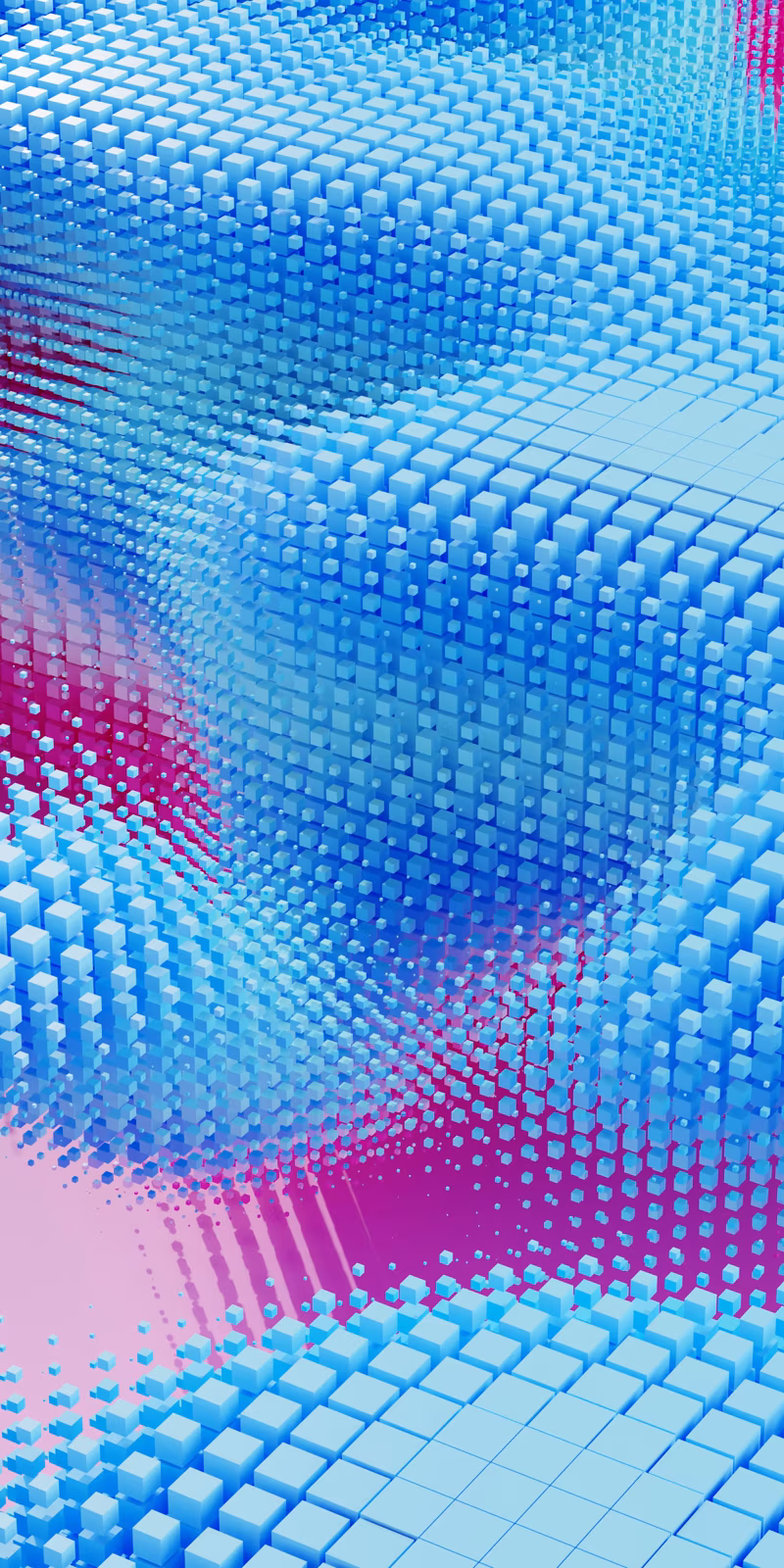 A blue 3D noise field shifts and flows.