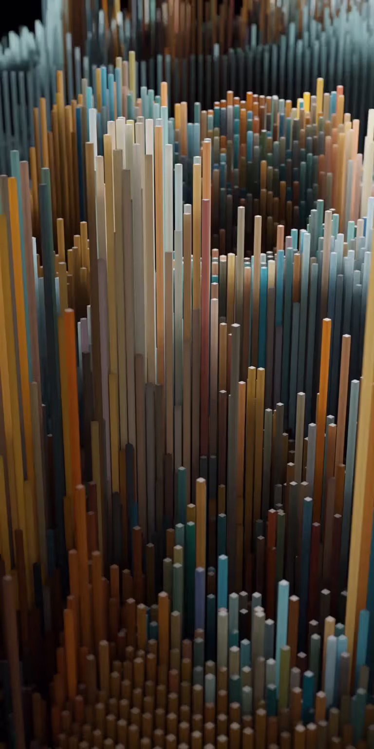 A field of pillars moves up and down.