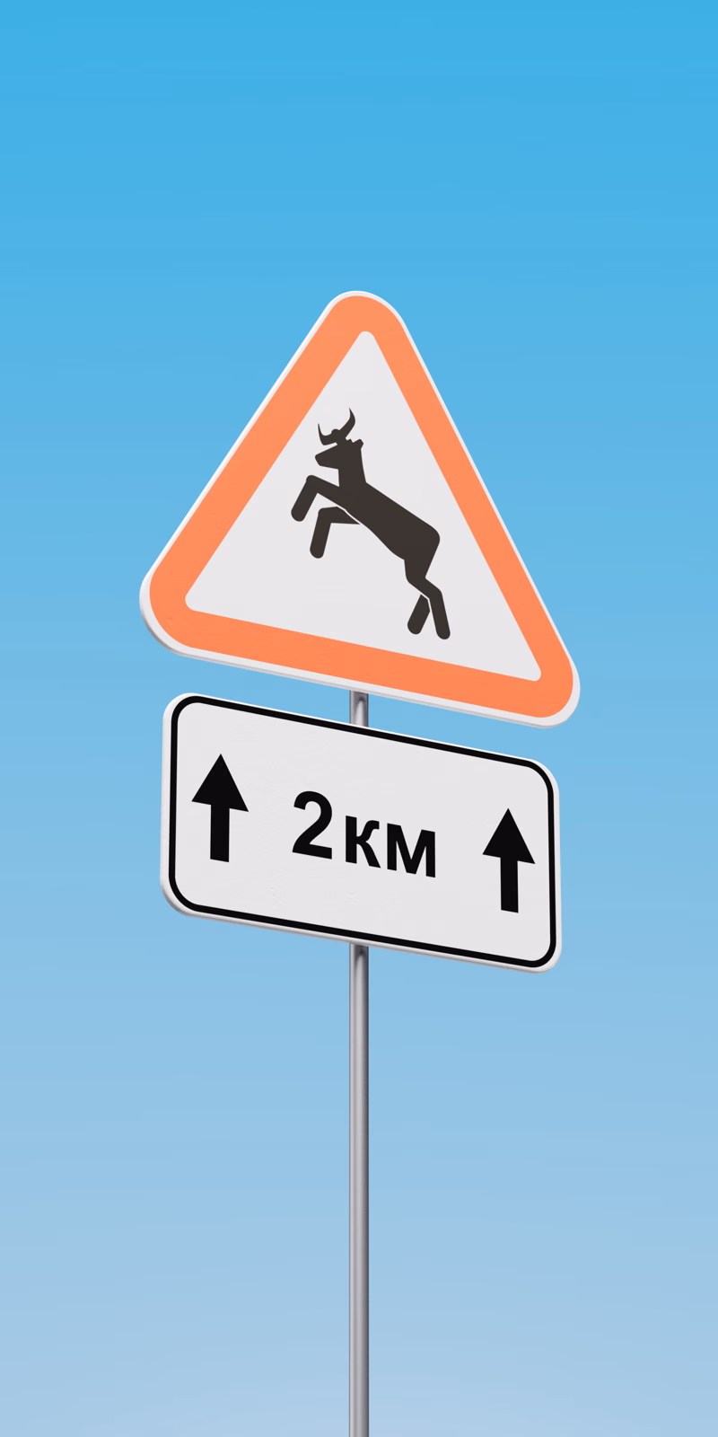 A three-dimensional moose crossing sign stands against a blue background.